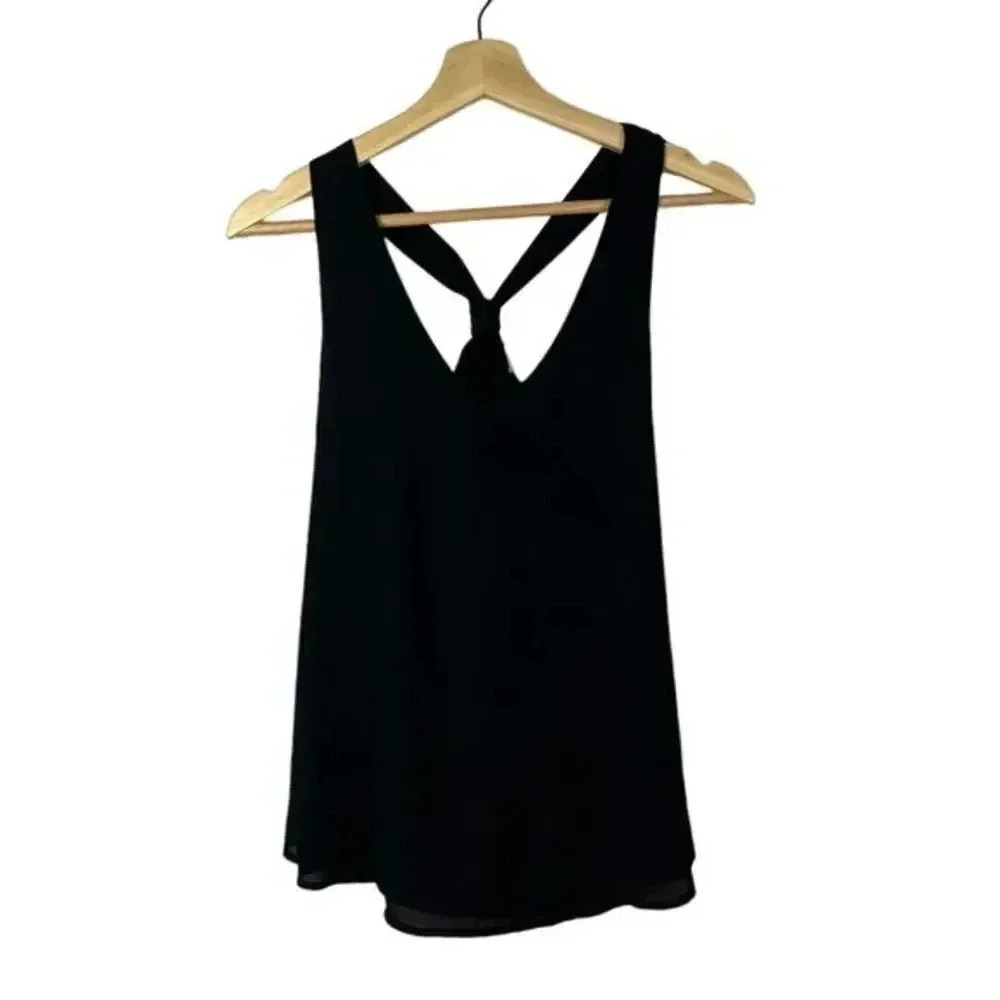 Boutique Pimkie Black V-Neck Chiffon Tank Top S